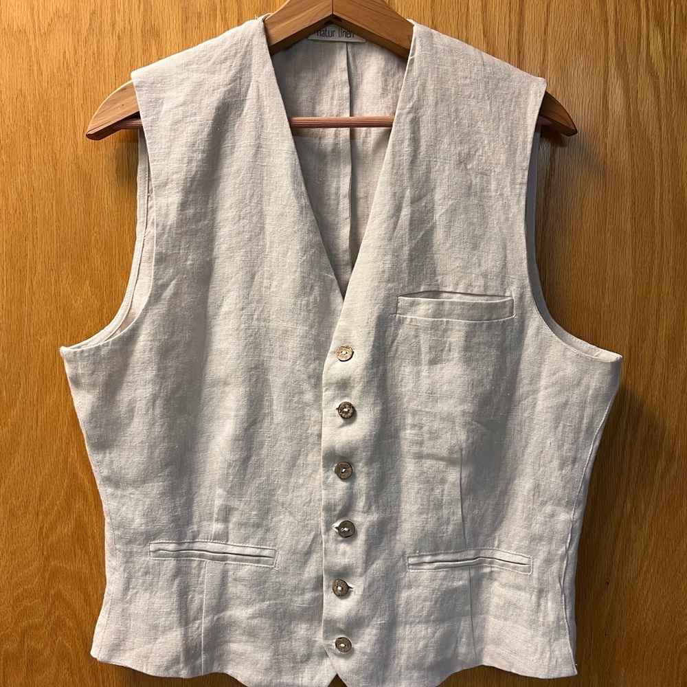 New Natur Linen Ivory Khaki Vest M